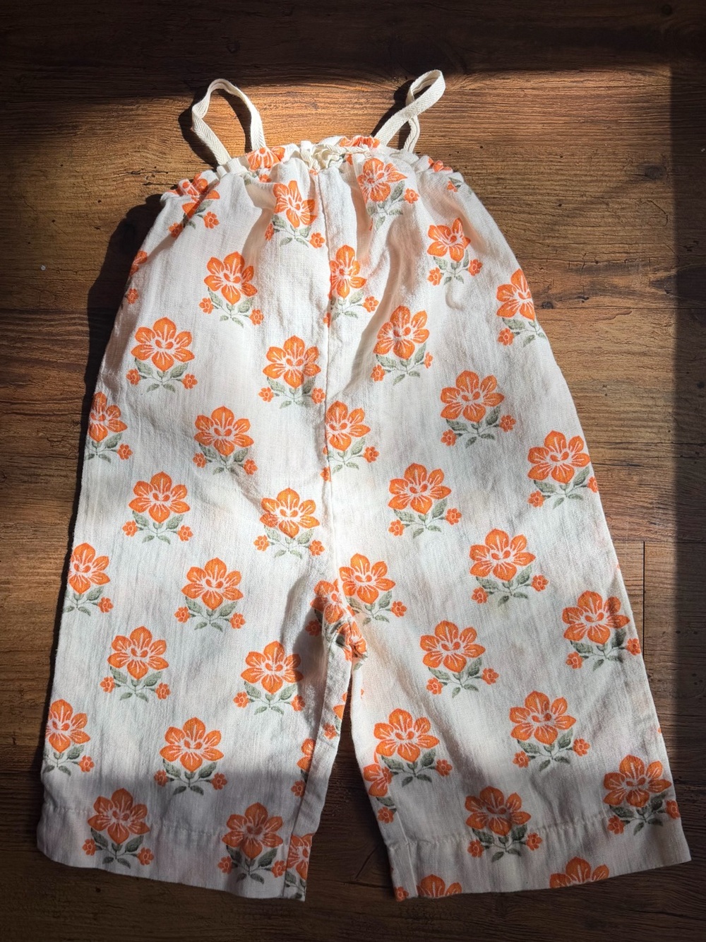 Zara Cream Jumpsuit with Orange Floral Print